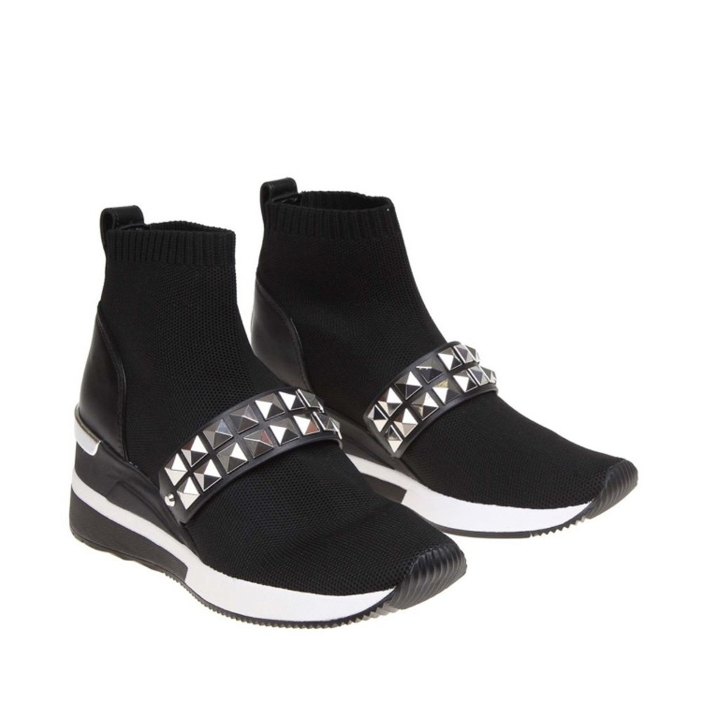 Michael Kors Black Ankle Booties with Silver Studs